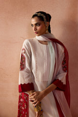 Ivory/ Maroon Kurta Set