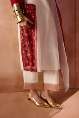 Ivory/ Maroon Kurta Set