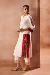 Ivory/ Maroon Kurta Set