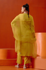 Sobhita Dhulipala in Mustard Embroidered Silk Chanderi Kurta Set