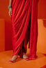 Athiya Shetty in Red Satin Pre Draped Saree