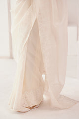 Ivory Dori Embroidered Silk Organza Saree