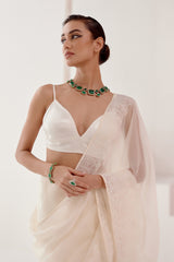 Ivory Dori Embroidered Silk Organza Saree