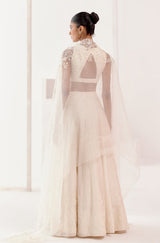 Pooja Hegde in Ivory Embroidered Silk Chanderi Lehenga Set