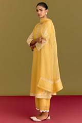 Yellow Dori Embroidered Kurta Set (RTS)