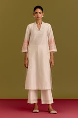 Ivory pink embroidered kurta set