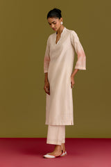 Ivory pink embroidered kurta set