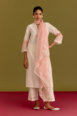 Ivory pink embroidered kurta set