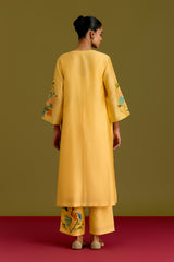 Yellow handpaint kurta set