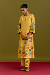 Yellow handpaint kurta set