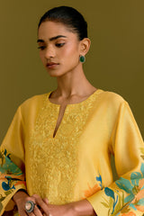 Yellow handpaint kurta set