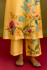 Yellow handpaint kurta set