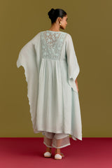 Powder Blue Cotton Silk Satin Kaftan set (RTS)