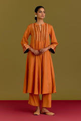 Orange Chanderi kurta set (RTS)