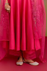 Fuchsia Cotton Silk Satin Anarkali set
