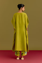 Green handpaint kaftan set