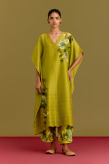 Green handpaint kaftan set