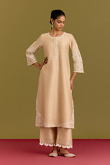 Beige Dori Embroidered Kurta Set (RTS)