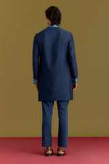 Blue Cotton Silk Embriodered Kurta Set