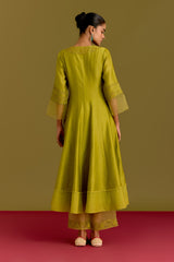 Green Silk Chanderi Anarkali set