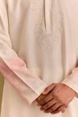 Ivory/Pink Embroidered Kurta set