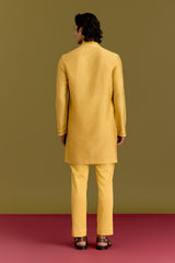 Mustard Cotton Silk Embriodered Kurta Set