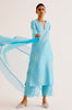 Rashmika Mandanna in Turquoise Blue Silk Chanderi Dori Embroidered Kurta Set
