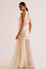 Ivory and Pink Silk Organza Hand-Painted  Embroidered Sharara Set