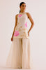 Ivory and Pink Silk Organza Hand-Painted  Embroidered Sharara Set