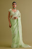 Janhvi Kapoor in Pistachio Green Silk Organza Dori Embroidered Saree Set