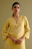 Rashmika Mandanna in Yellow Silk Chanderi Dori Embroidered Kurta Set
