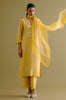 Rashmika Mandanna in Yellow Silk Chanderi Dori Embroidered Kurta Set