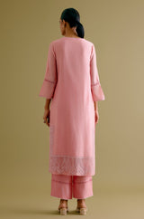 Pink Silk Chanderi Dori and Sequins Embroidered Kurta Set