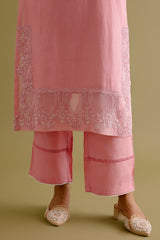 Pink Silk Chanderi Dori and Sequins Embroidered Kurta Set