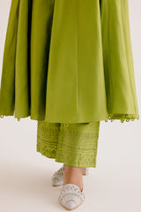 Green Cotton Silk Anarakali Set