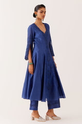 Royal Blue Silk Chanderi Dori Embroidered Anarkali Set