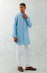 Riteish Deshmukh in Sky Blue Kurta with Embroidered Bundi Set