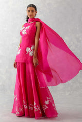 Sara Ali Khan in Fuchsia Pink Embroidered Sharara Set