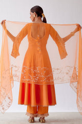 Ananya Panday in Orange Dori Embroidered Anarkali Set
