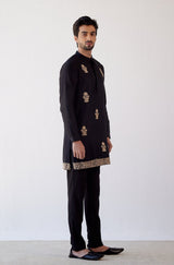 Pulkit Samrat in Black Embroidered Short Kurta Set