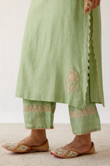 Rashmika Mandanna in Green Dori Embroidered Kurta Set