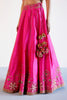 Sara Ali Khan in Fuchsia Pink Hand Embroidered Raw Silk Lehenga Set