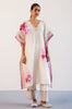 Ivory and Pink Silk Chanderi Hand-Painted Embroidered Kaftan Set