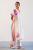 Ivory and Pink Silk Chanderi Hand-Painted Embroidered Kaftan Set