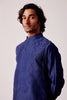 Fardeen F Khan in Royal Blue Silk Chanderi Kurta and Embroidered Bundi Set