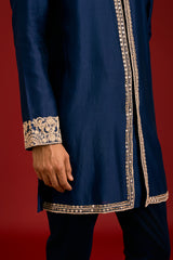 Navy Chanderi Cotton Kurta set
