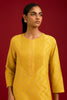 Mustard Cotton Silk Blend Block Printed Kurta Set