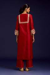 Rust Embroidered Kurta Set