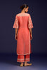 Peach Slit Silk Organza Kurta Set