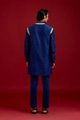 Navy Bandhej Embroidered Kurta set